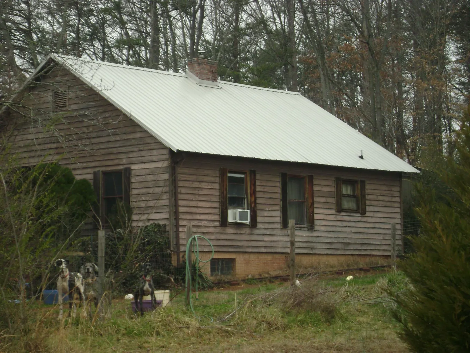 White metal roof on an old wood sided farmhouse, from a Asphalt Shingle Roof Repair job in Carnesville